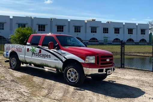 Pickup Truck of Wesley Chapel-based Landscape Design Company Parked on a Commercial Lot