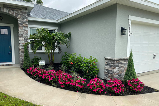 Flowers Installed by a Landscaping Company Outside a Wesley Chapel Commercial Space