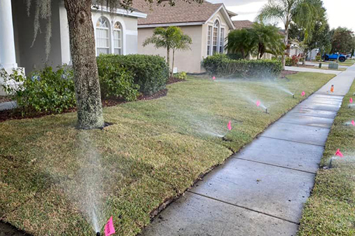 Sprinklers Installed by Wesley Chapel Company Setting Up Residential Irrigation